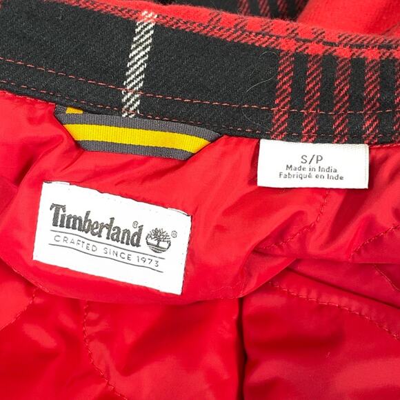 Timberland Red Plaid Quilted Flannel Jacket Men’s S Workwear Shacket NWOT - Picture 8 of 13